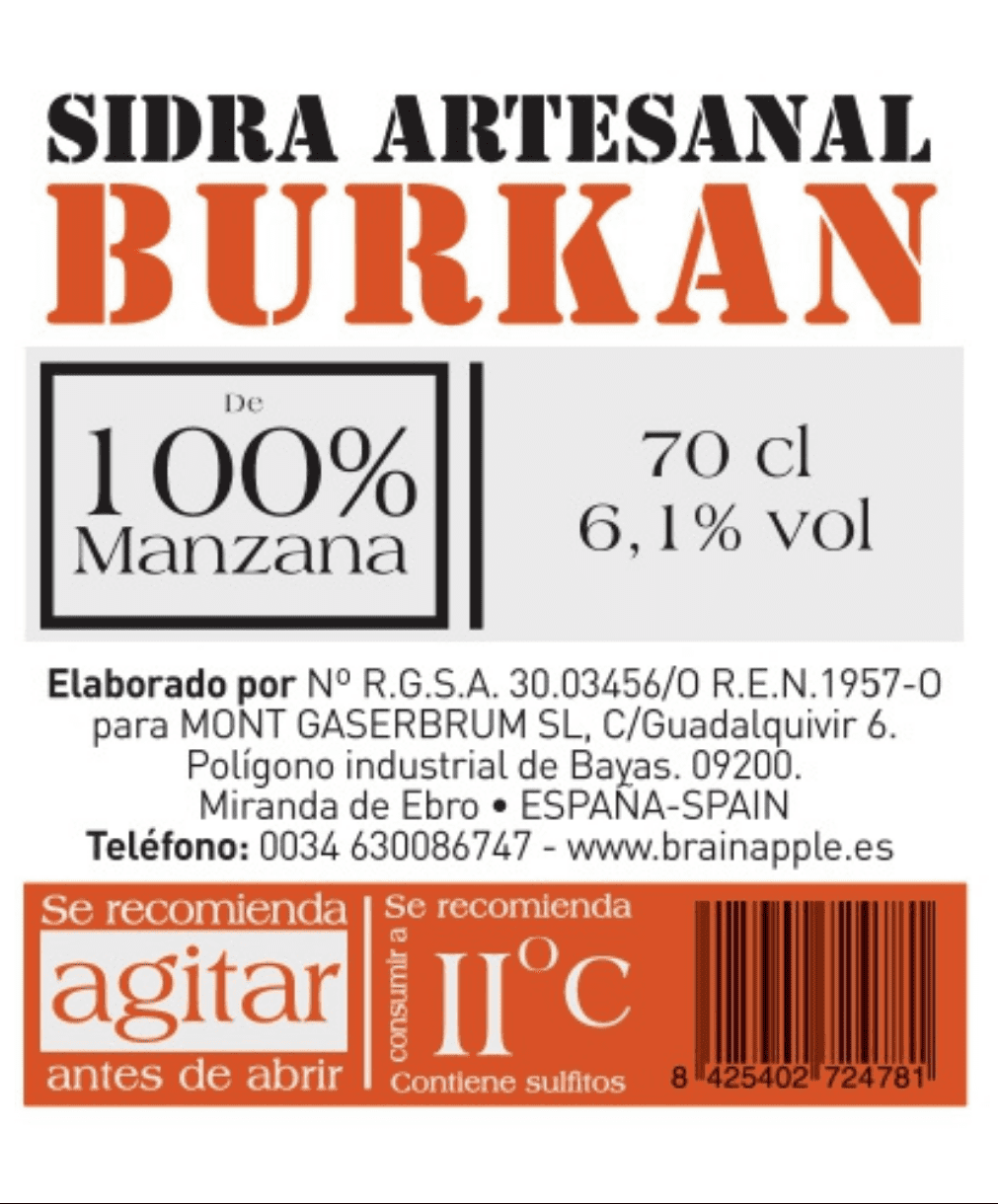 Etiqueta Sidra Burkan