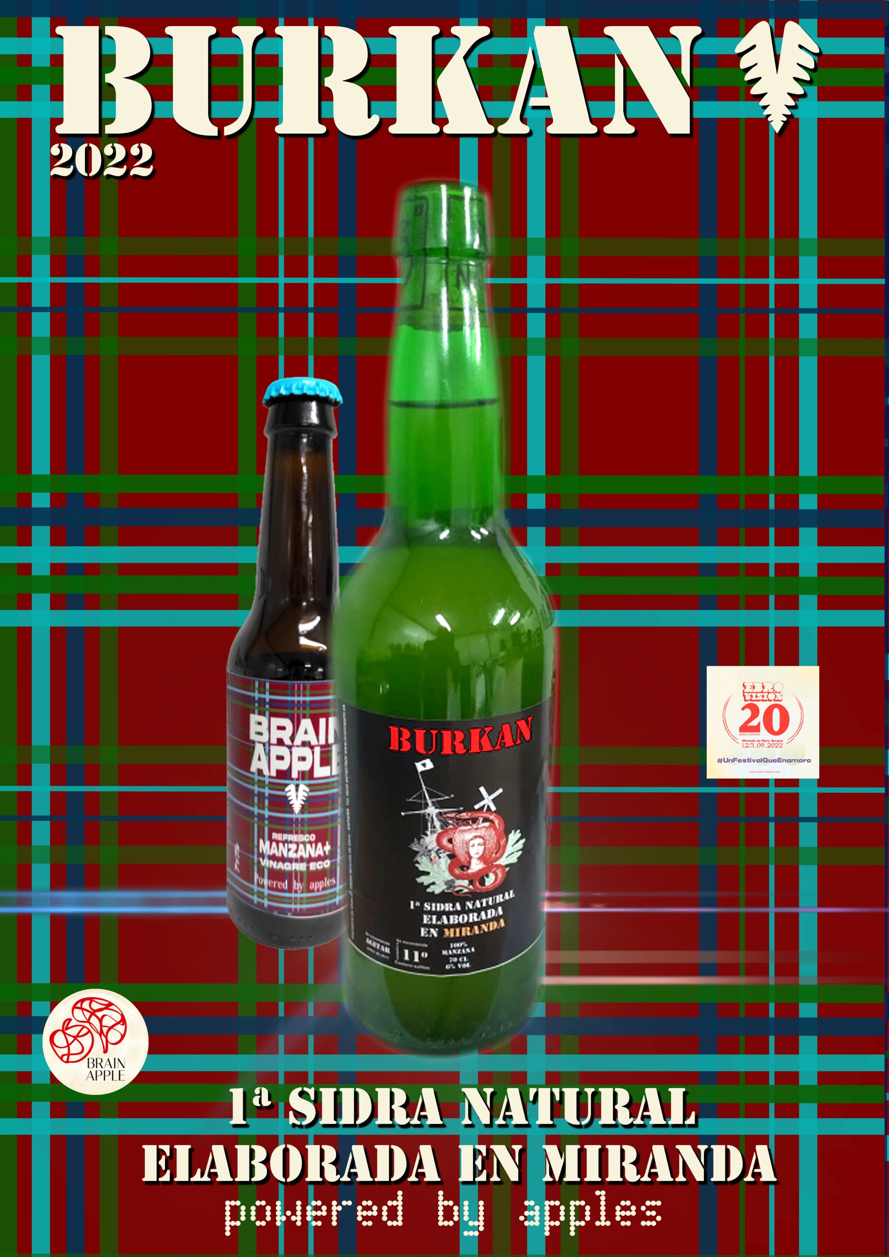 Cartel sidra Burkan y y refresco natural Brainapple